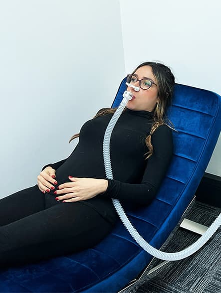 A customer participating in an RMR test